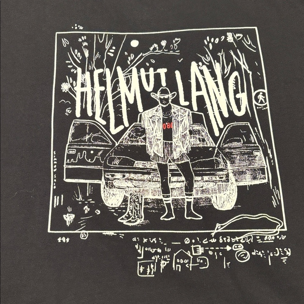 BNNW Helmut Lang Scribbled Cowboy Logo Tee 'Black' - Picture 4 of 8